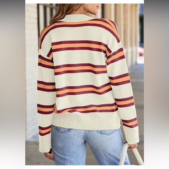 EVALESS Women's Striped Cardigan Sweaters Trendy Lightweight Cropped Casual XL - Picture 4 of 5